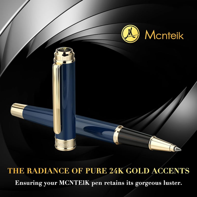 MCNTEIK 317 Rollerball - Stunning Luxury Blue Lacquer Pen with 24K Gold Finish, Schmidt Black Ink Refill, Fancy Gift Set for Men & Women, Professional, Graduation Executive Office, Nice Classic Pens - Image 4
